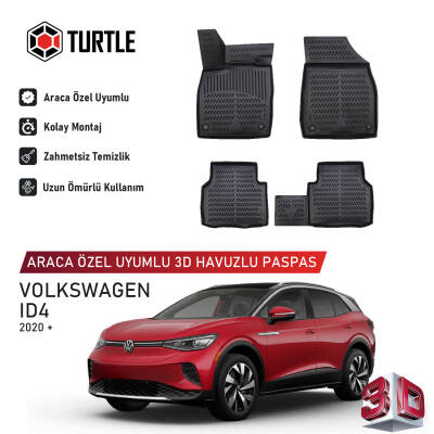 Turtle Volkswagen id.4 2021-2026 Uyumlu 3D Havuzlu Oto Paspas