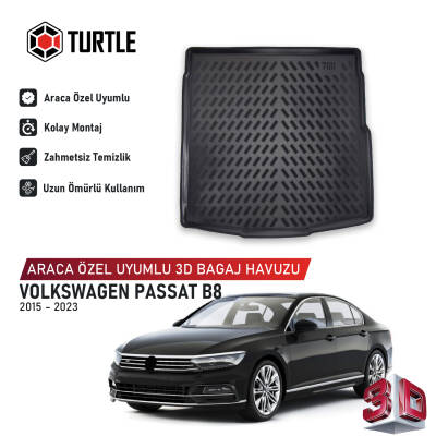 Turtle Volkswagen Passat (B8) 2015-2023 Uyumlu 3D Havuzlu Bagaj Havuzu