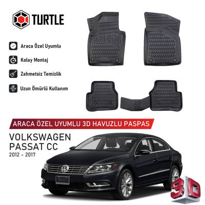 Turtle Volkswagen Passat (Cc) 2012-2017 Uyumlu 3D Havuzlu Oto Paspas