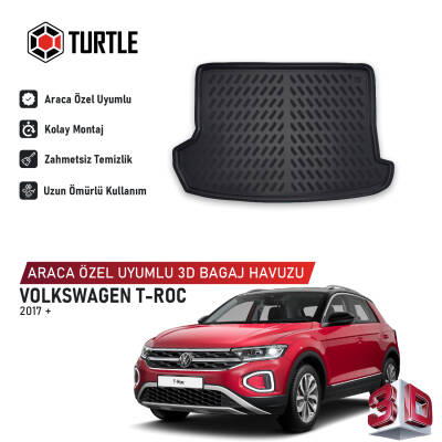 Turtle Volkswagen T-Roc 2017-2026 Uyumlu 3D Havuzlu Bagaj Havuzu