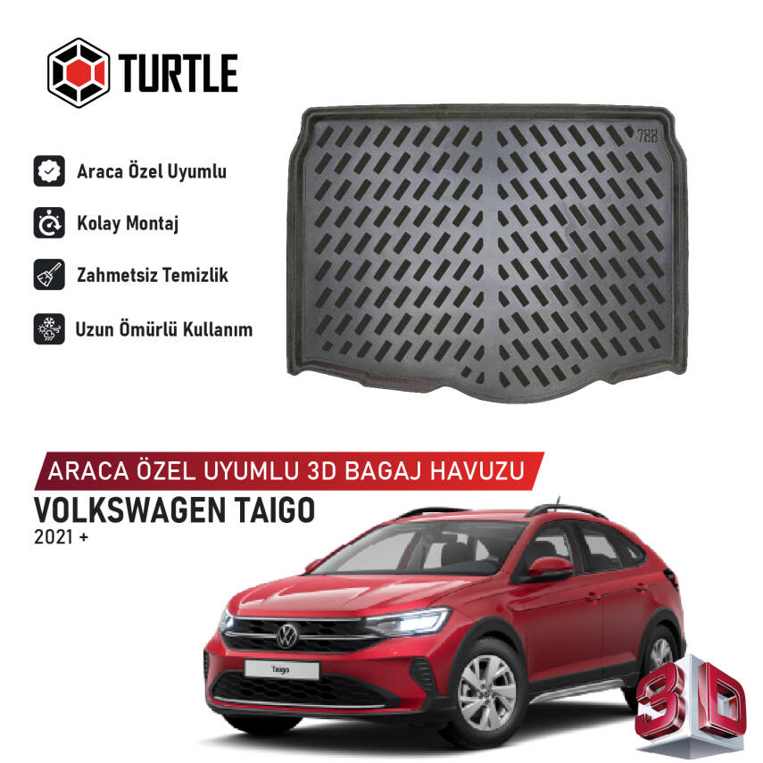 Turtle Volkswagen Taigo 2021-2026 Uyumlu 3D Havuzlu Bagaj Havuzu - 1