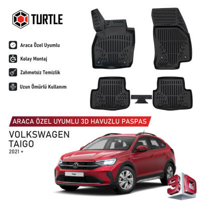 Turtle Volkswagen Taigo 2021-2026 Uyumlu 3D Havuzlu Oto Paspas