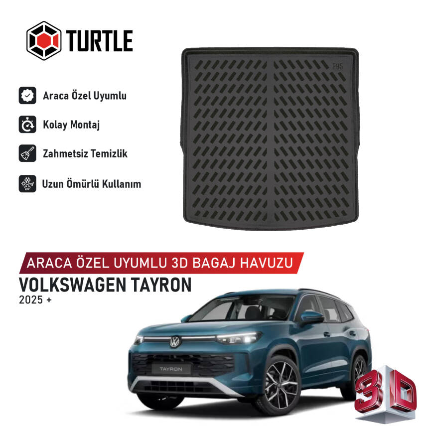 Turtle Volkswagen Tayron Mild-Hybrid (Mhev) 2025-2026 Uyumlu 3D Havuzlu Bagaj Havuzu - 1