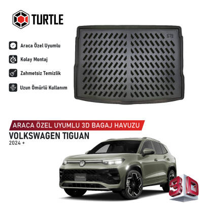 Turtle Volkswagen Tiguan (III) 2024-2026 Uyumlu 3D Havuzlu Bagaj Havuzu
