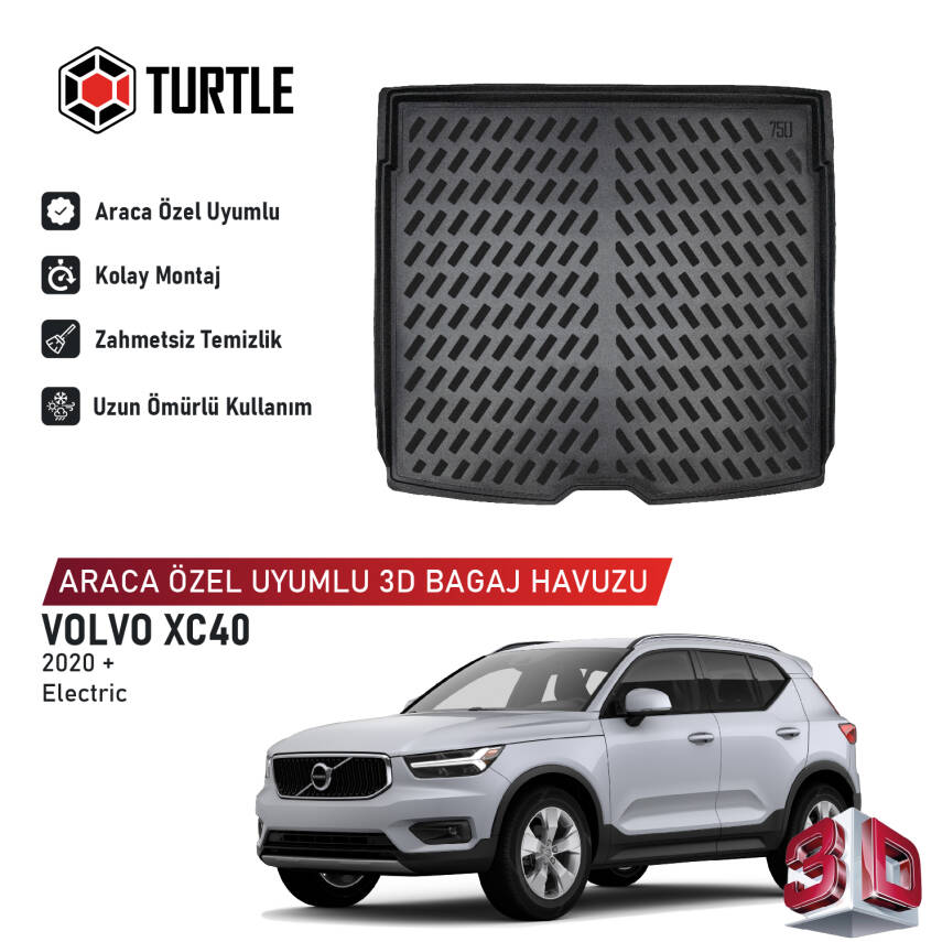 Turtle Volvo Xc40 (Elektric) 2020-2026 Uyumlu 3D Havuzlu Bagaj Havuzu - 1